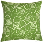 green/ivory leaf indoor/outdoor throw pillow cover