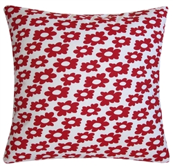 white/red wildflower decorative throw pillow cover