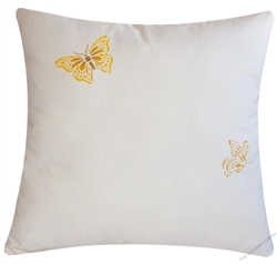 golden yellow butterflies decorative throw pillow cover