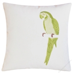 green parrot on a limb decorative throw pillow cover
