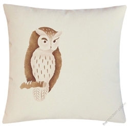 natural brown owl on a limb decorative throw pillow cover