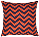 navy blue/orange chevron zigzag throw pillow cover