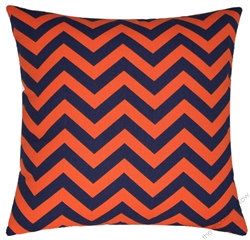 navy blue/orange chevron zigzag throw pillow cover