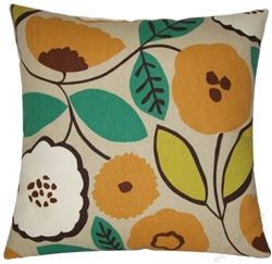 orange/green pumpkin bloom decorative throw pillow cover