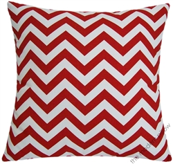 red/white chevron zigzag stripe decorative throw pillow cover