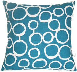 deep aqua blue/white freehand decorative throw pillow cover