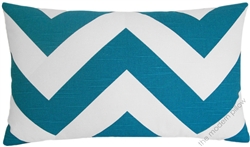 deep aqua blue/white chevron zigzag decorative throw pillow cover