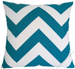 deep aqua blue/white chevron zig zag decorative throw pillow cover