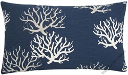 navy blue coral decorative throw pillow cover