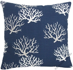 navy blue coral decorative throw pillow cover