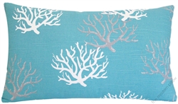 aqua blue/gray/white coral decorative throw pillow cover