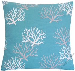 aqua blue/gray/white coral decorative throw pillow cover