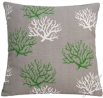 gray/green/white coral decorative throw pillow cover