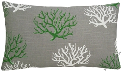 gray/green/white coral decorative throw pillow cover