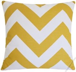 mustard yellow / white chevron zigzag decorative throw pillow cover