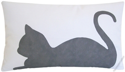 gray cat hand painted decorative throw pillow cover