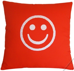 bright orange/white smiley decorative throw pillow cover
