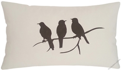 natural beige birds on a limb decorative throw pillow cover