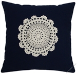navy blue doily decorative throw pillow cover
