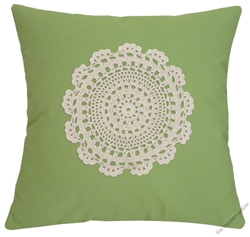 avocado green doily decorative throw pillow cover