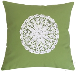 avocado green doily decorative throw pillow cover