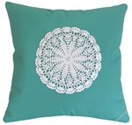 aqua doily decorative throw pillow cover