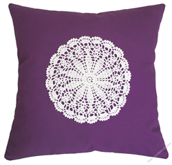 purple violet doily decorative throw pillow cover