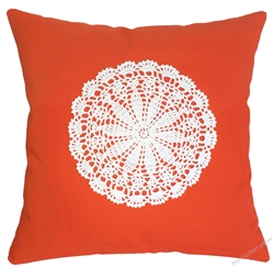 orange doily decorative throw pillow cover