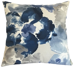 blue watercolor floral decorative throw pillow cover