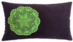 Lime Green Doily Velvet Decorative Throw Pillow Cover