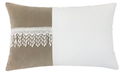 Tan Lace Velvet Decorative Throw Pillow Cover