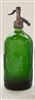 JM Leiva Green Vintage Seltzer Bottle | The Seltzer Shop | Colored Argentine seltzer bottle - vintage seltzer pendant light - wine chiller interior design elements