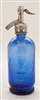 Blue Seltzer Bottle | The Seltzer Shop | Colored Argentine seltzer bottle - vintage seltzer pendant light - wine chiller interior design elements