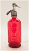 Red Half Liter Seltzer Bottle | The Seltzer Shop | Colored Argentine seltzer bottle - vintage seltzer pendant light - wine chiller interior design elements