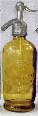 Yellow Half Liter Seltzer Bottle | The Seltzer Shop | Colored Argentine seltzer bottle - vintage seltzer pendant light - wine chiller interior design elements