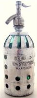 Rare Metal Gajos Vintage Seltzer Bottle | The Seltzer Shop | Colored Argentine seltzer bottle - vintage seltzer pendant light - wine chiller interior design elements