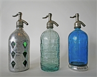 Collection XV Vintage Seltzer Bottles | The Seltzer Shop | Colored Argentine seltzer bottle - vintage seltzer pendant light - wine chiller interior design elements