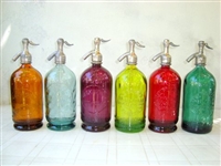 Collection XVI  Vintage Seltzer Bottles | The Seltzer Shop | Colored Argentine seltzer bottle - vintage seltzer pendant light - wine chiller interior design elements