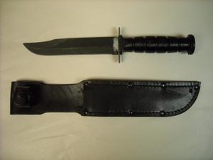 USMC  COMBAT KNIFE WITH LEATHER SCABBARD
