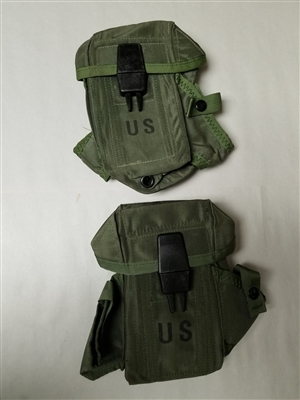 SET OF 2 M16-AR15 O.D. 3 POCKET NYLON POUCHES VIETNAM ERA