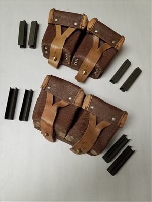 SET OF 2 MOSIN NAGANT RIFLE AMMO POUCHES WITH 8 STRIPPER CLIPS