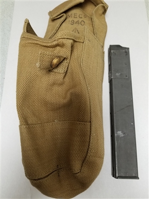 BRITISH WWII DATED KHAKI BASIC POUCH FOR STEN MAGAZINES.