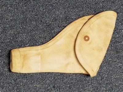 ENFIELD REVOLVER BRITISH WWII ROUND KHAKI CANVAS HOLSTER.