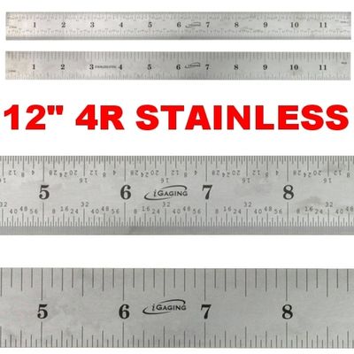 12" Ruler STAINLESS STEEL 4R Rule Scale Machinist Engineer 1/18 1/16 1/32 1/64