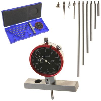 Depth Gauge Dial Indicator  0-22" Measuring Range, 0.0005" Resolution, 2-Position Base