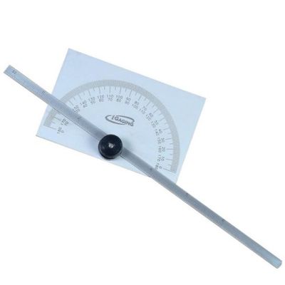 2-In-1 6" 180 Degree Steel Protractor + Depth Gauge