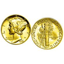 Gold-Layered Mercury Dime Cufflinks