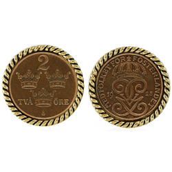 Swedish Coin ORE Crown Cufflinks