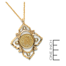 Victorian Inspired Swiss Coin Pendant with Glass Pearls