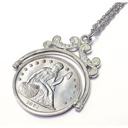 Civil War Silver Seated Liberty Coin Spinner Pendant